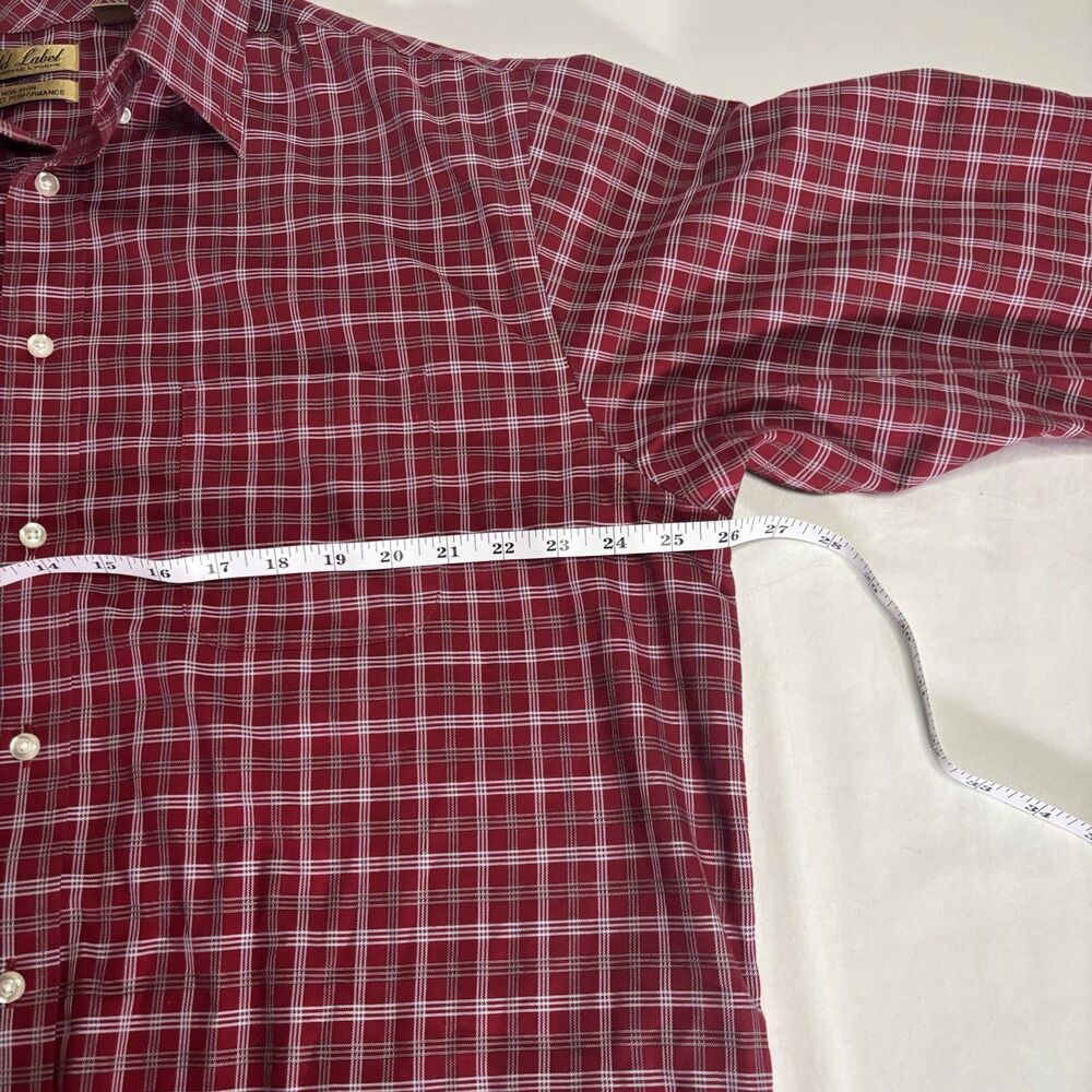 Roundtree & Yorke Gold Label Plaid Flannel Shirt Red Non-Iron - Picture 4 of 6